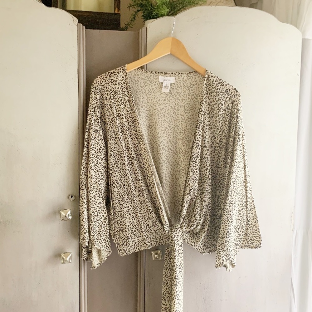 Japan Cheetah Print Wrap Tie Top